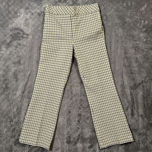 SPANX 20517R Perfect Kick Flare Dijon Jacquard Plaid Ponte Crop Pants M